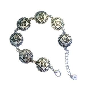 2/$30 Silver Tone Engraved Circles Bracelet South Western Native Mexican Floral